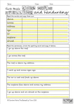 SIGHT WORD practice cursive writing practice 4th Grade sight words