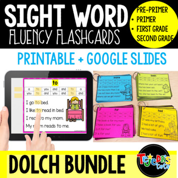 Preview of DOLCH Bundle: Digital + Printable Sight Word Fluency Flashcards