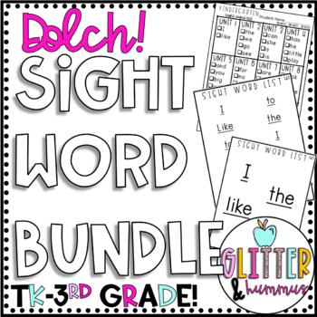 Preview of DOLCH TK-3rd Grade Sight Word LISTS & ASSESSMENT BUNDLE