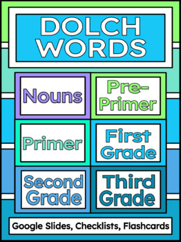 Preview of DOLCH WORDS - Google Slides Checklists Flashcards Virtual Learning Practice