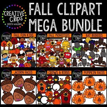 Preview of Fall Kids and Animals Clipart Mega Bundle {Creative Clips Clipart}