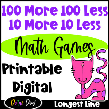 Preview of DOLLAR DEAL: 10 & 100 More or Less Math Games:  Printable & Digital