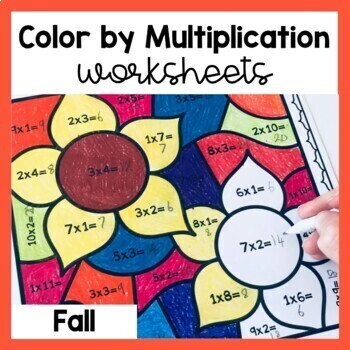 Preview of Autumn Fall Color By Multiplication Color By Number Fall