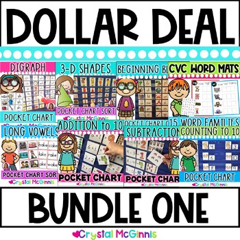Preview of DOLLAR DEAL BUNDLE 1 | 14 Dollar Deals | Math , Reading , Pocket Chart Centers