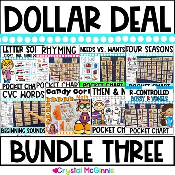 Preview of DOLLAR DEAL BUNDLE 3 | 12 Dollar Deals | Math , Reading , Pocket Chart Centers
