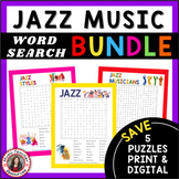 Jazz Music Worksheets - Word Search Puzzles - Middle Schoo