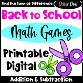 DOLLAR DEAL: Back to School Math Games Addition & Subtract