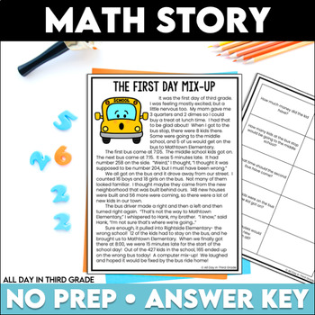 Preview of DOLLAR DEAL! Back to School Math Story - Math Problem Solving