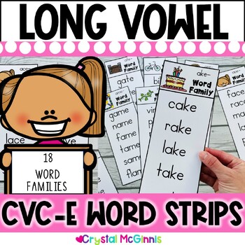 Preview of DOLLAR DEAL | CVC-E Word Family Strips | 18 CVC-E Long Vowel Word Family Lists