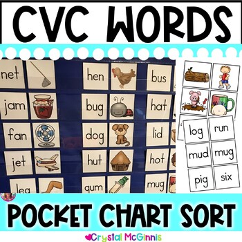 Preview of DOLLAR DEAL | CVC Words Pocket Chart | Kindergarten CVC Words Activity Game
