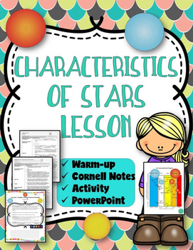 Preview of Stars Characteristics Notes Activity Slides Lesson- Space Unit