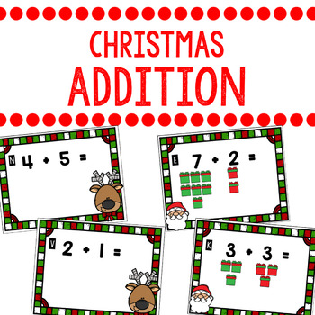 Preview of DOLLAR DEAL- Christmas Addition Task Cards and Printable Worksheets