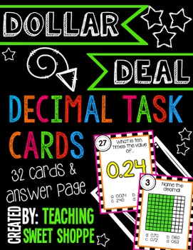 Preview of {DOLLAR DEAL} Decimal Task Cards for 4th Grade