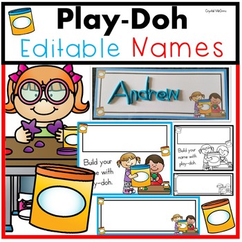 Preview of DOLLAR DEAL| Editable Play-Doh Name Mats | First Day of School Activity