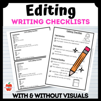 Preview of DOLLAR DEAL! Editing Writing Checklist - Visuals, CUPS Format, & Assessment Form