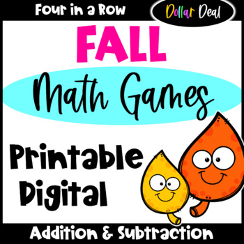 Preview of DOLLAR DEAL: Fun Fall Math Games Addition & Subtraction: Printable & Digital
