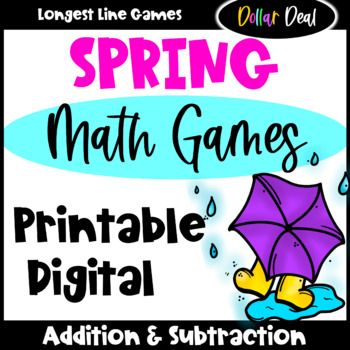 Preview of DOLLAR DEAL: Fun Spring Math Games Addition & Subtraction: Printable & Digital