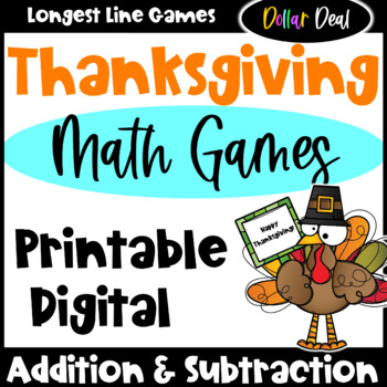 Preview of DOLLAR DEAL: Fun Thanksgiving Math Games Addition & Subtraction: Print & Digital