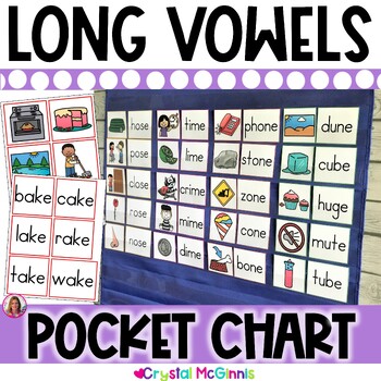 Preview of DOLLAR DEAL | Long Vowel CVC-E Words Pocket Chart with CVCE Worksheets