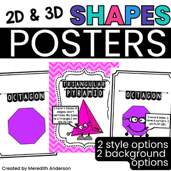 Preview of Shape Posters 2D and 3D Shapes Geometry Math Bulletin Board