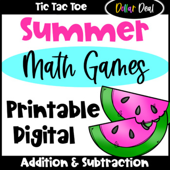Preview of DOLLAR DEAL Summer Addition & Subtraction Games End of Year Math Print & Digital