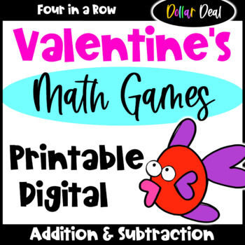 Preview of DOLLAR DEAL: Valentine's Day Math Games Addition & Subtraction: Print & Digital