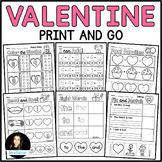 February Valentines Day Print and Go Reading and Math Work