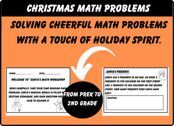 Preview of DOLLAR DEAL!! christmas math problems - Math worksheets - santa math problems