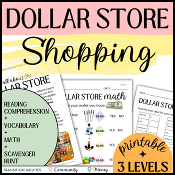 Preview of DOLLAR STORE LIFE SKILLS | Reading Comprehension, Math, Community Scavenger Hunt