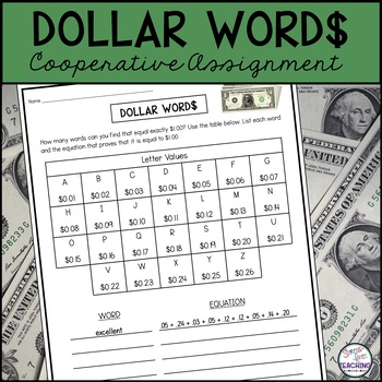 Preview of DOLLAR WORDS: A Cooperative Assignment