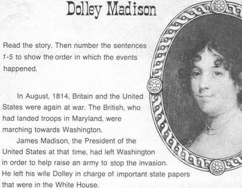 Preview of DOLLEY MADISON War of 1812: Info Text + SEQUENCE Reading Comprehension $REDUCED