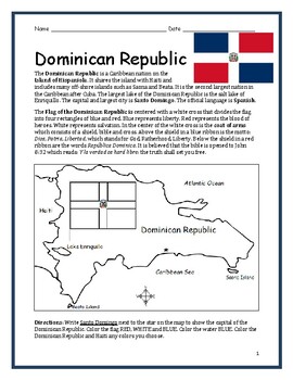 Preview of DOMINICAN REPUBLIC Introductory Geography Worksheet