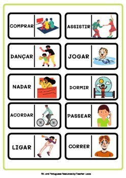 DOMINÓ DOS VERBOS: Verbos em Português - Verbs in Portuguese Domino