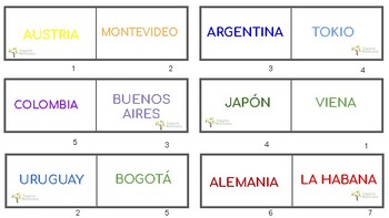 Preview of DOMINÓ MUNDI COGNITIVO: Dominó países capitales del mundo + act. cognitivas