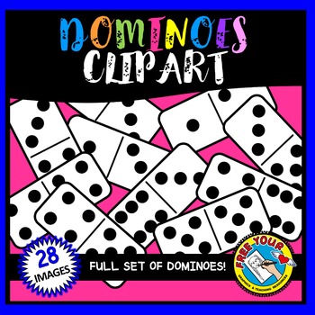Preview of DOMINOES CLIPART BLACK AND WHITE DOMINO SET FOR COMMERCIAL USE TPT SELLERS