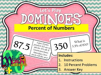 Preview of DOMINOES | Percent of a Number | Activity