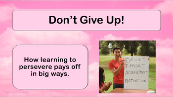 Preview of DON'T GIVE UP or QUIT PERSEVERANCE EFFORT Test Prep Skills SEL Lesson w 5 vid