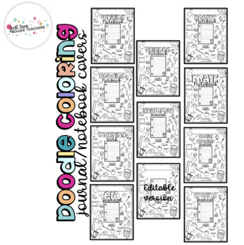 Preview of DOODLE COLORING NOTEBOOK/JOURNAL COVERS (EDITABLE)