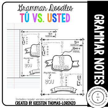 Preview of GRAMMAR DOODLES: Tú vs. Ud.