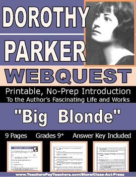 Preview of DOROTHY PARKER Webquest: Printable Worksheets for the Famous American Author