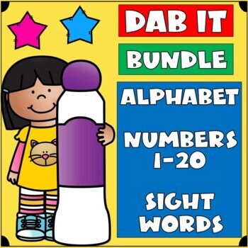 Preview of DOT MARKER Worksheets BUNDLE | Alphabet Numbers 1-20 Sight Words