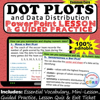 Preview of DOT PLOTS, LINE PLOTS & DATA DISTRIBUTION PowerPoint Lesson & Practice | Digital