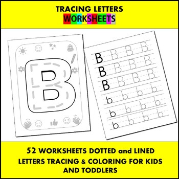 Preview of DOTTED and LINED LETTERS TRACING & COLORING FOR KIDS AND TODDLERS WORKSHEETS