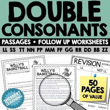 Preview of DOUBLE CONSONANTS - ll ss tt nn pp mm ff gg rr dd bb zz - Passages & Word Work!
