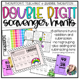 DOUBLE DIGIT Addition and Subtraction Scavenger Hunts | NO