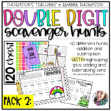 DOUBLE DIGIT Addition and Subtraction Scavenger Hunts | WI
