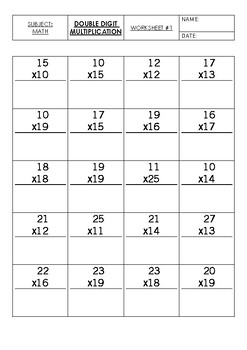Preview of DOUBLE DIGIT MULTIPLICATION SET#1 (free) 10 worksheets
