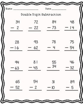 DOUBLE DIGIT SUBTRACTION AND ADDITION! 20 pages! by Mrs Parish's Class