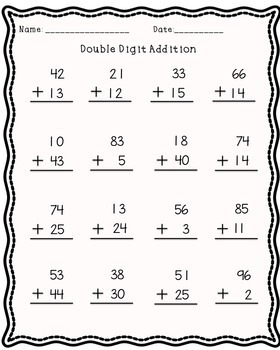DOUBLE DIGIT ADDITION! 10 pages by Mrs Parish's Class | TpT