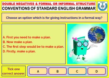 DOUBLE NEGATIVES AND FORMAL OR INFORMAL STRUCTURE: 38 BOOM CARDS